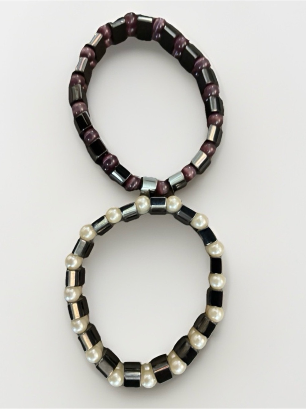 Magnetic Hematite Healing Stretchable Bracelet 2 Line Hematite Therapy Bracelet